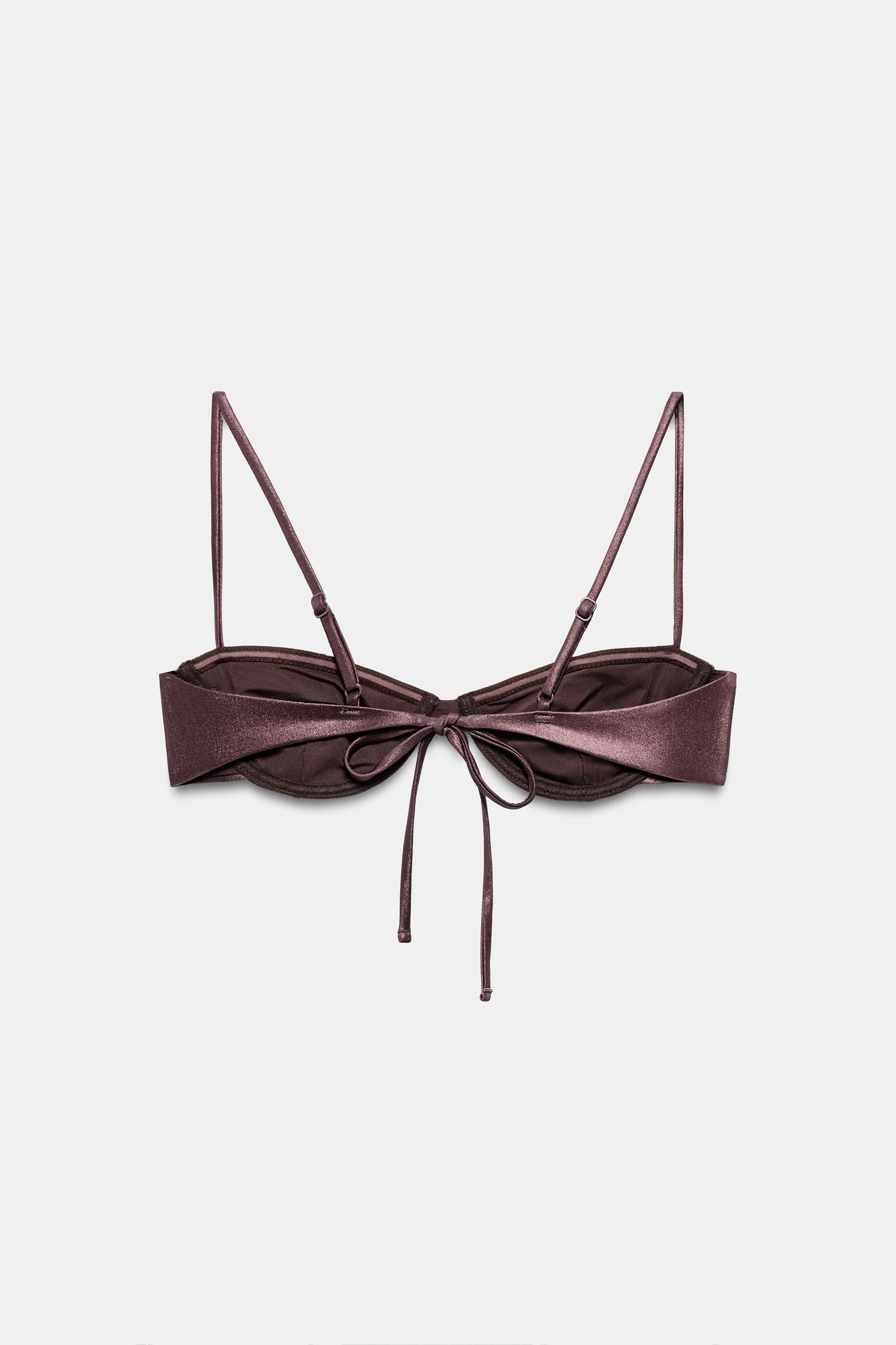 METALLIC EFFECT UNDERWIRE BIKINI TOP